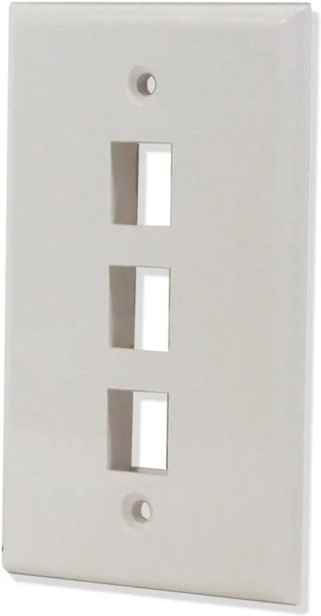 Alt view image 2 of 3 - 5 Pack Lot 3 port Hole Keystone Jack Wall Plate Smooth Surface White
