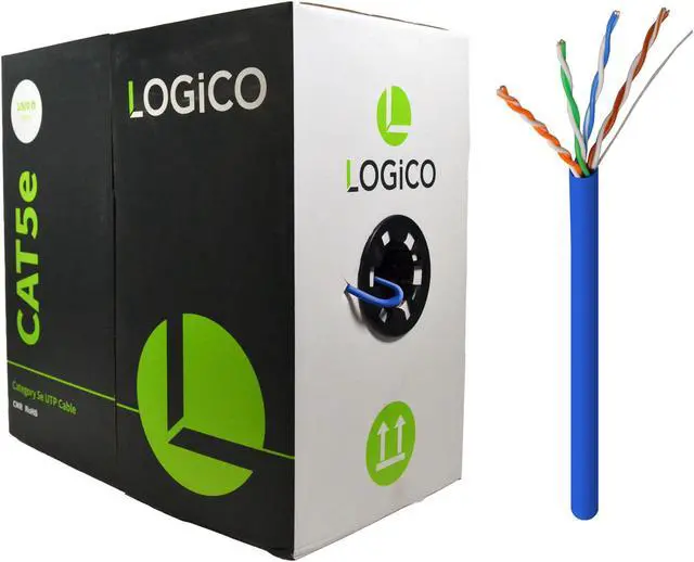 Main image of Cat5e UTP 1000ft Bulk Ethernet Network Cable 350Mhz Pure Copper Riser Blue