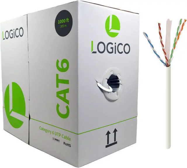 Main image of CAT6 1000FT BULK WHITE COMMUNICATION CABLE ETHERNET NETWORK 1000' WHITE PULL BOX