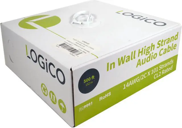 Alt view image 2 of 4 - 500ft Speaker Wire 14AWG 2 Conductor 14/2 CL2 In-Wall Audio CCA Cable White