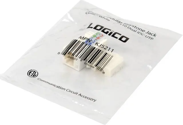 Alt view image 3 of 3 - CAT5E White Network Ethernet 110 Punchdown 8P8C Keystone Jack (50/pack)