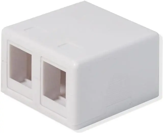 Alt view image 2 of 3 - Logico SMB202 2-Port White Keystone Jack CAT5e/CAT6 Surface Mount Box