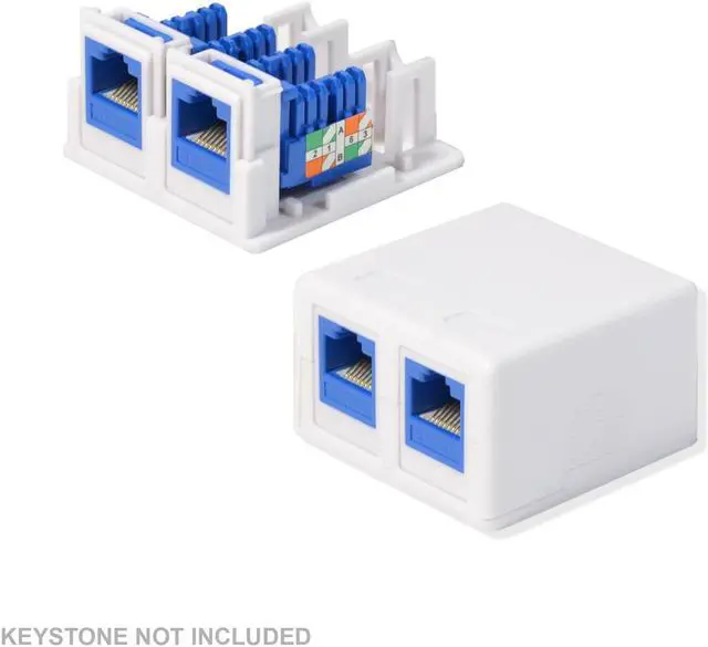 Alt view image 3 of 3 - Logico SMB202 2-Port White Keystone Jack CAT5e/CAT6 Surface Mount Box