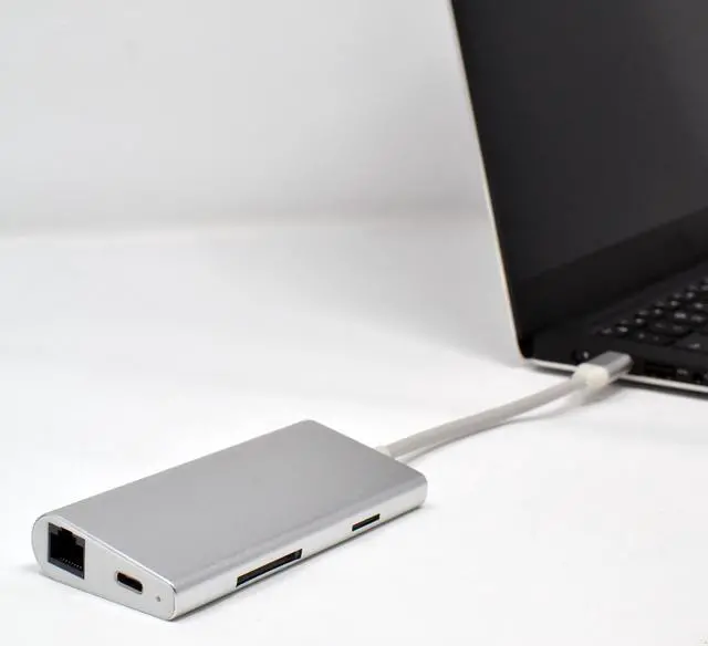 Alt view image 4 of 5 - USB C Type C Hub 8-in-1 Ethernet 4K HDMI USB 3.0 Adapter for MacBook Pro Laptop