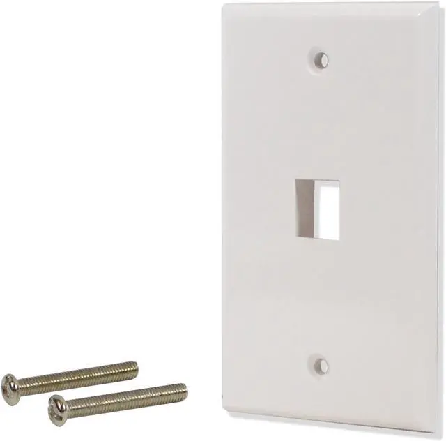 Main image of 25 Pack Lot 1 port Hole Keystone Jack Wall Plate Smooth Surface White