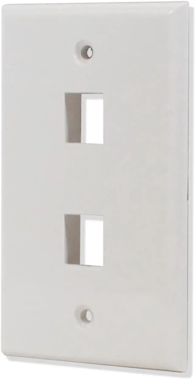 Alt view image 2 of 3 - 5 Pack Lot 2 port Hole Keystone Jack Wall Plate Smooth Surface White