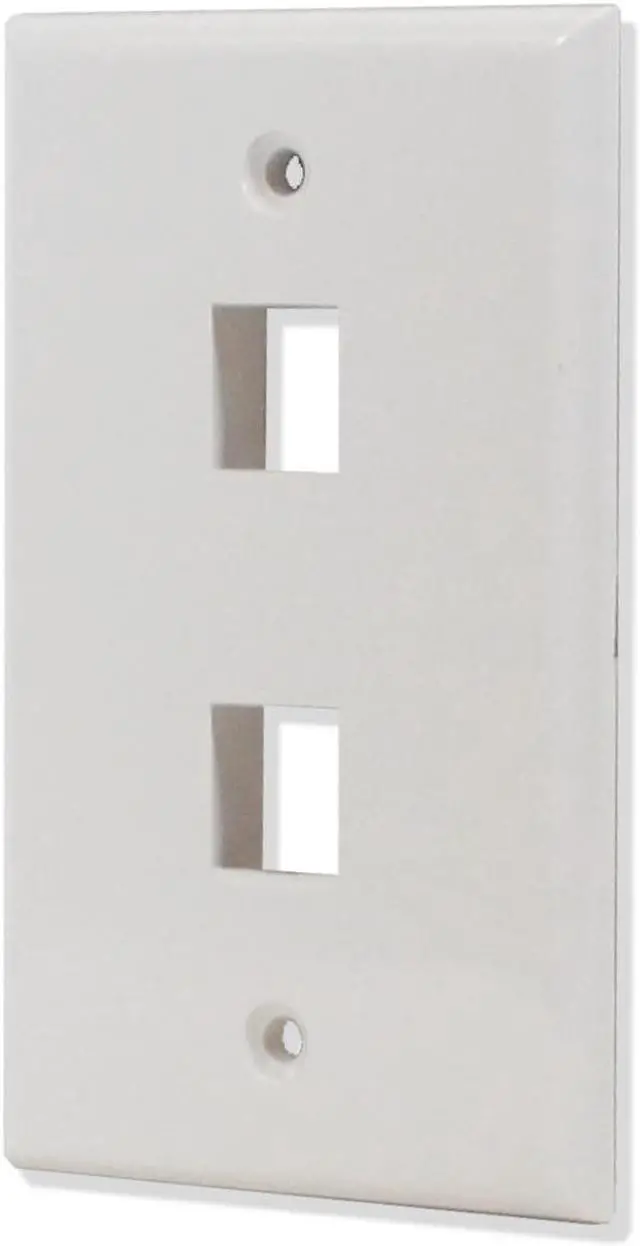Alt view image 2 of 3 - 10 Pack Lot 2 port Hole Keystone Jack Wall Plate Smooth Surface White