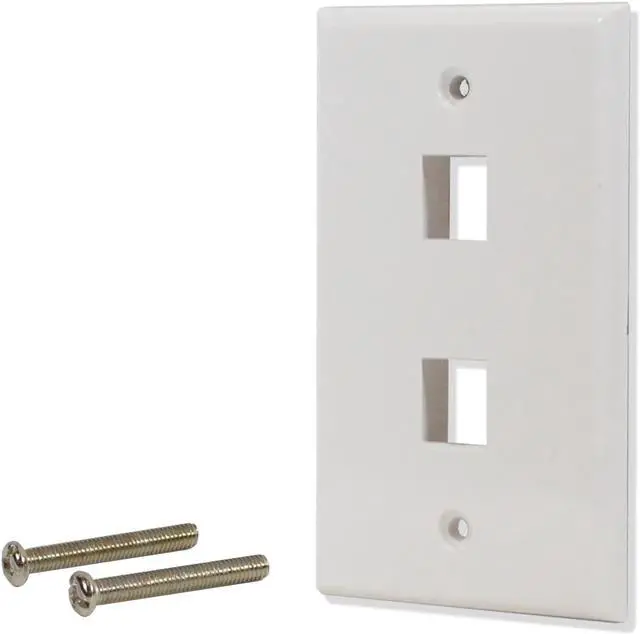 Main image of 10 Pack Lot 2 port Hole Keystone Jack Wall Plate Smooth Surface White