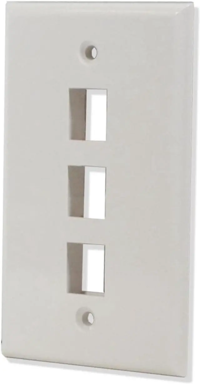 Alt view image 2 of 3 - 10 Pack Lot 3 port Hole Keystone Jack Wall Plate Smooth Surface White