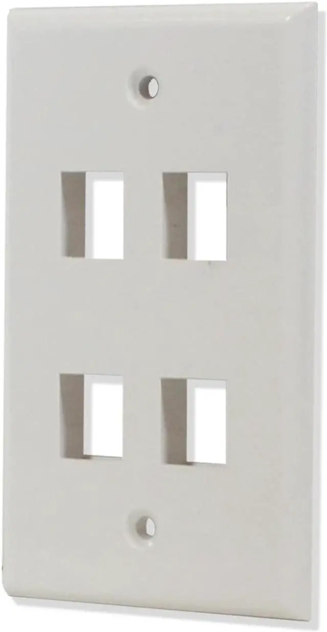Main image of 10 Pack Lot 4 port Hole Keystone Jack Wall Plate Smooth Surface White