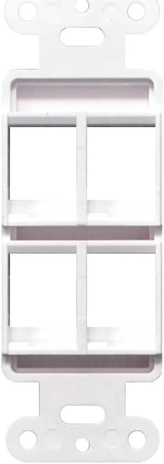 Alt view image 2 of 4 - Decorator Style Keystone Jack 4 Port Modular Wall Insert Cover Plate White