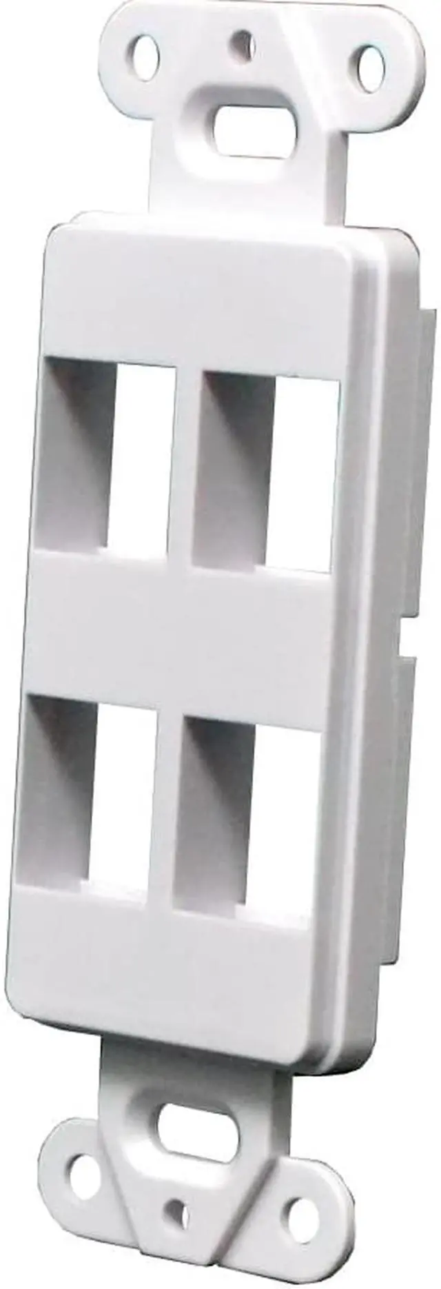 Alt view image 3 of 4 - Decorator Style Keystone Jack 4 Port Modular Wall Insert Cover Plate White