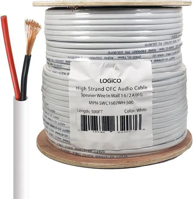 Alt view image 4 of 9 - In Wall Audio Speaker Cable Wire 16/2 Gauge/AWG OFC Pure Copper 500ft White