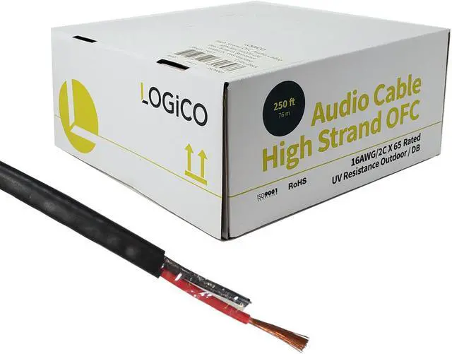 Alt view image 5 of 6 - 250ft Speaker Wire 16AWG 2 Conductor 16/2 Direct Burial In-Wall Audio Bare Copper Black