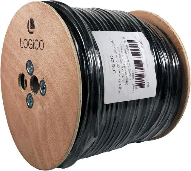 Alt view image 2 of 6 - 500ft Speaker Wire 16AWG 4 Conductor 16/4 Direct Burial In-Wall Audio Copper Black
