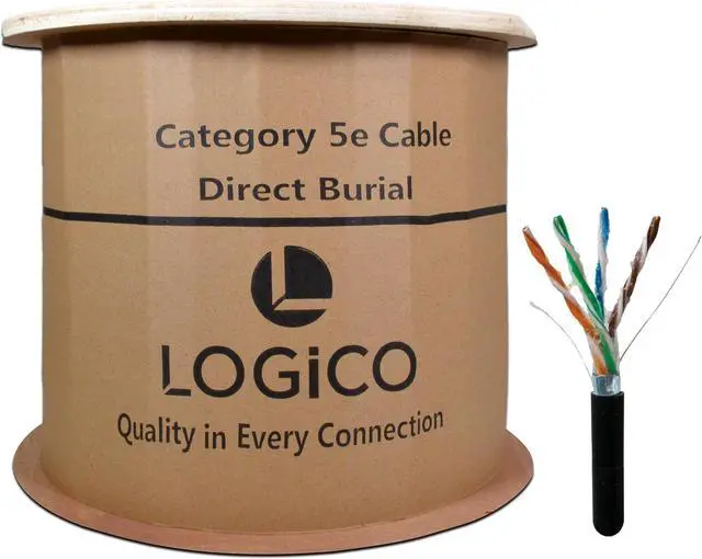 Main image of Cat5e Shielded Gel Filled Network Cable 1000FT Black Direct Burial Bare Copper