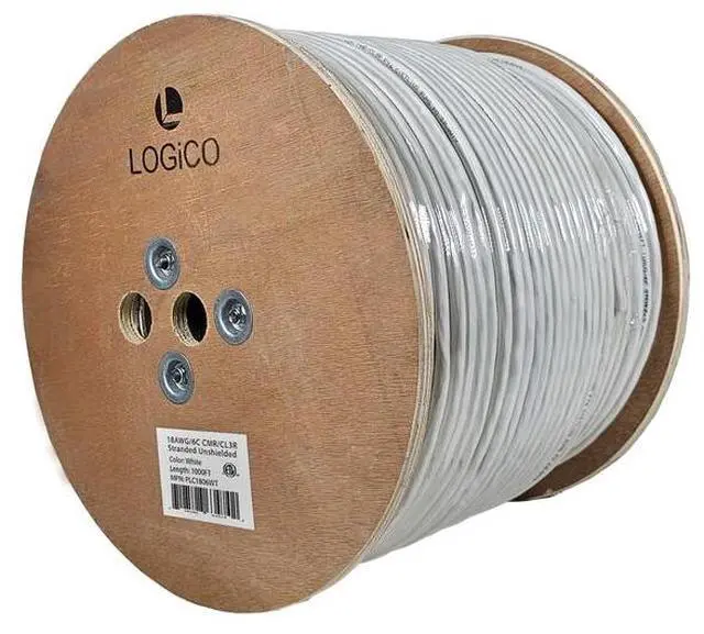 Alt view image 3 of 5 - 1000ft 18/6 Bare Copper CMR CL3R Security Alarm Cable Unshielded Stranded White