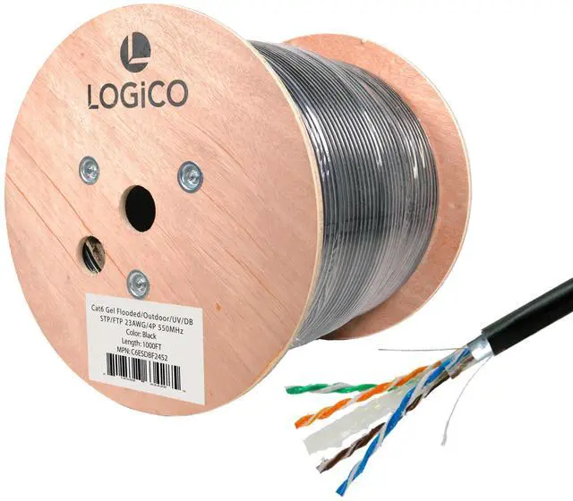 Main image of Cat6 Shielded Ethernet Cable Gel Filled Bare Copper Direct Burial 550Mhz 1000ft 23AWG