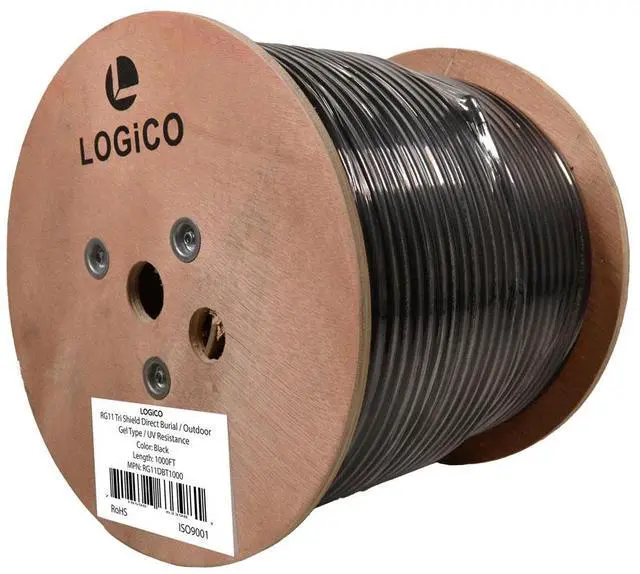 Alt view image 3 of 4 - RG11 Coaxial Cable Tri Shield 14AWG Outdoor/Direct Burial Gel Flooded Underground Gel Filled Weather Resistant 500 ft Black Jacket