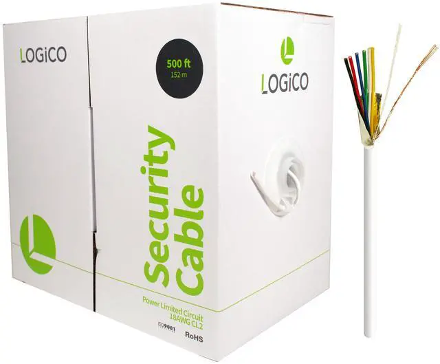 Main image of 18 Gauge 6 Conductor 18/6 AWG CL2 Stranded Shielded White 500' ft Security Cable