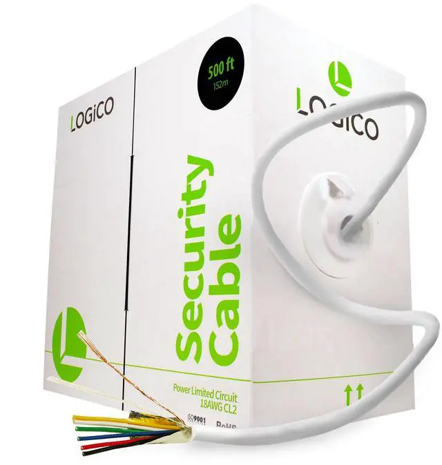 Alt view image 9 of 9 - 18 Gauge 6 Conductor 18/6 AWG CL2 Stranded Shielded White 500' ft Security Cable