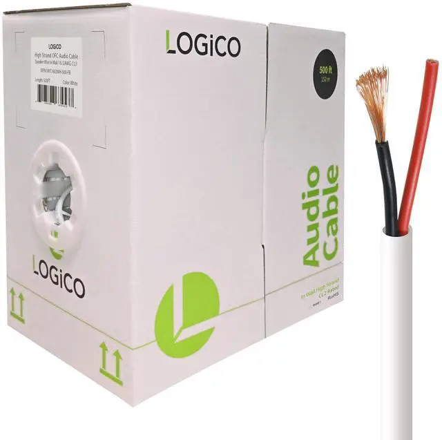 Main image of 500ft Speaker Wire 16AWG 2 Conductor 16/2 CL3 In-Wall Audio Bare Copper Cable White