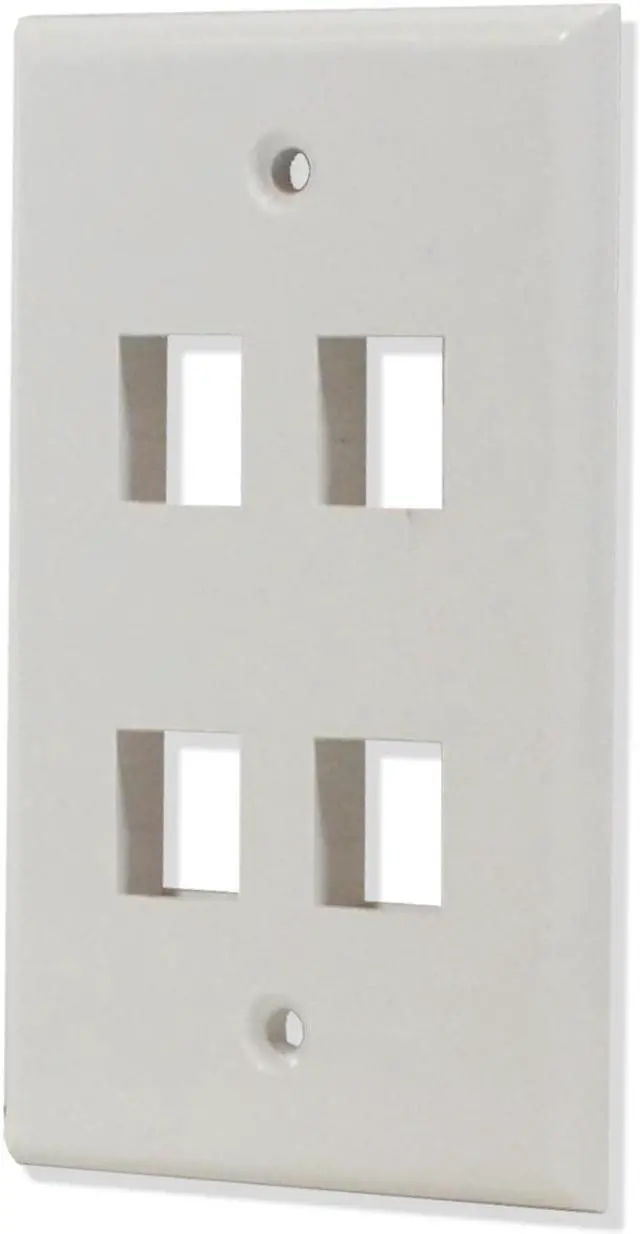 Alt view image 2 of 3 - 50 Pack Lot 4 port Hole Keystone Jack Wall Plate Smooth Surface White