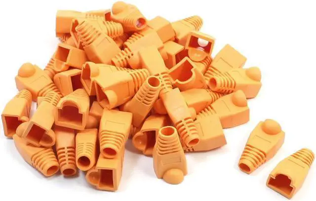 Main image of 100 pcs Cat5e/Cat6/RJ45 Ethernet Cable Connector Strain Relief Boots Orange