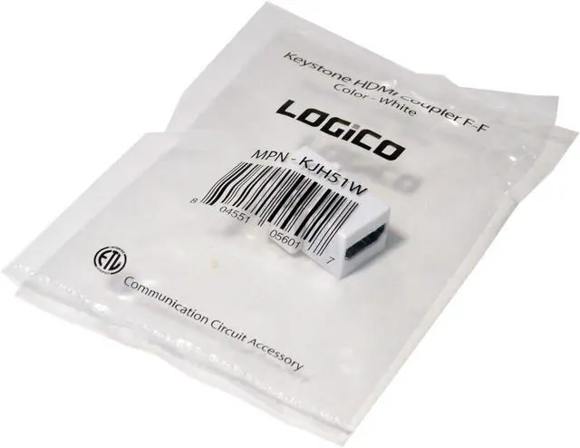 Alt view image 3 of 3 - HDMI Keystone Insert Jack Female to Female Adapter Coupler White