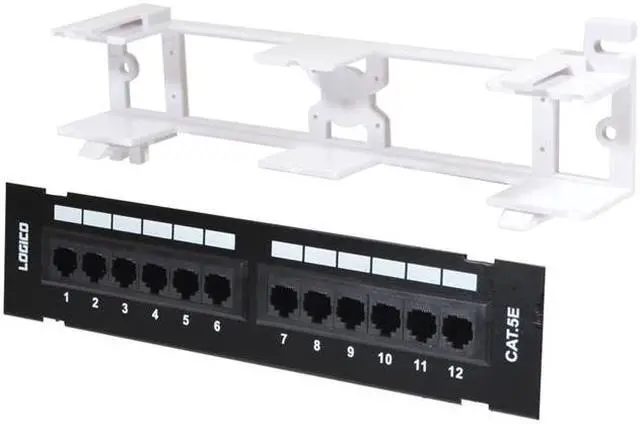 Main image of Cat5e UTP 12 Port Network mini Patch Panel 110 with surface wall mount bracket