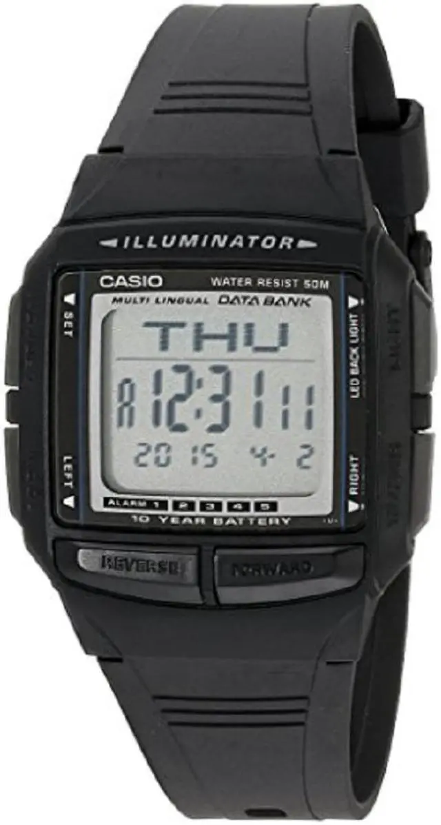 Alt view image 7 of 19 - Casio DB36-1AV Casual Men's Multi-Lingual Databank Digital Sports Watch - Black