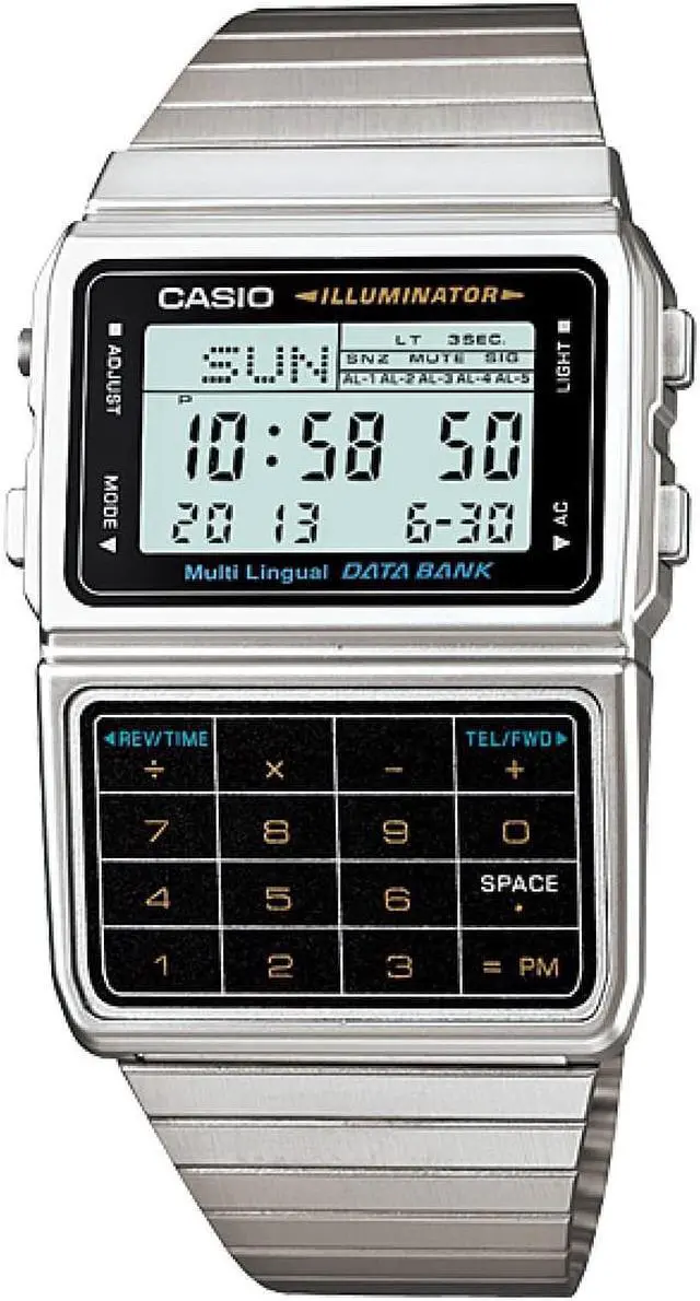 Alt view image 9 of 13 - Men's Casio Databank Telememo Calculator Watch DBC611-1D DBC-611-1D
