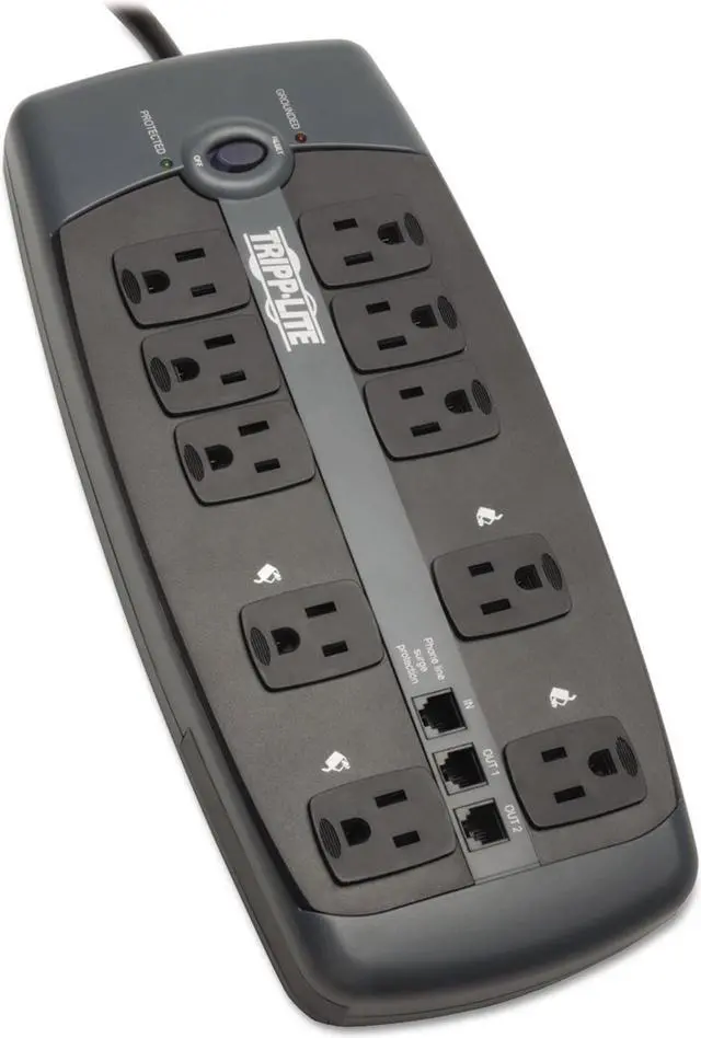 Alt view image 5 of 20 - Tripp Lite TLP1008TEL 8ft. 10 Outlets 2395 Joules Protect It! Surge Suppressor