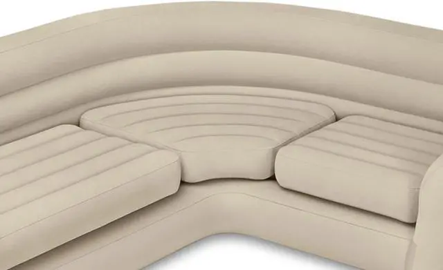 Alt view image 12 of 12 - Intex 68575EP Inflatable Corner Living Room Air Mattress Sectional Sofa, Beige