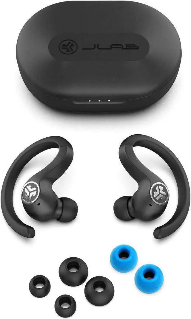 Alt view image 6 of 16 - JLab JBuds Air Sport True Wireless Bluetooth Earbuds + Charging Case Black (ADIB07R7DT3JV)