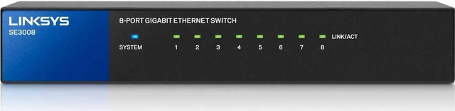 Main image of Linksys SE3008 Gigabit 8-Port Ethernet Switch - 8 Ports - 2 Layer Supported - Desktop, Rack-mountable
