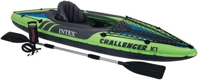 Alt view image 9 of 14 - Intex Challenger K1 Inflatable Single Person Kayak Set and Accessory Kit w/ Pump