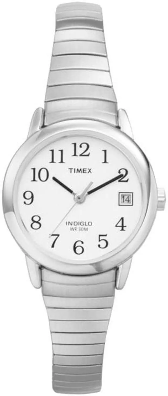 Alt view image 5 of 6 - Timex Women's | Silver-Tone Case & Band Date Indiglo White Dial | Watch T2H371