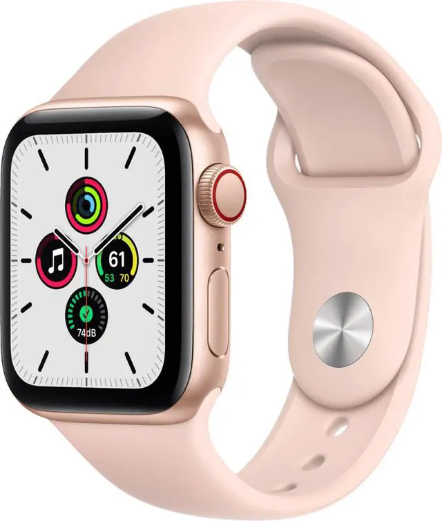 Alt view image 5 of 13 - Apple Watch Series 6 40mm Gold Aluminum Case with Pink Sand Band GPS + Cellular M02P3LL/A