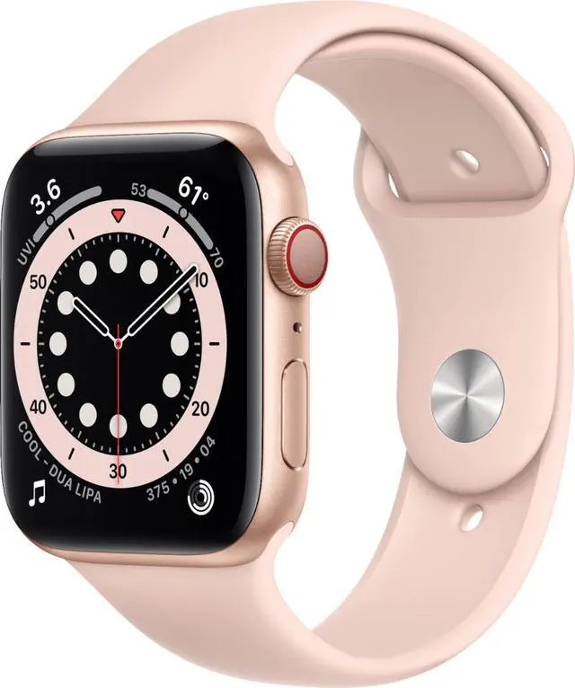 Main image of Apple Watch Gen 6 Series 6 Cell 44mm Gold Aluminum - Pink Sand Sport Band M07G3LL/A