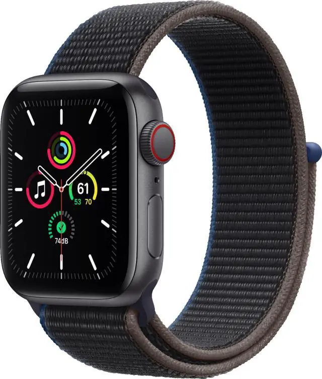 Main image of Apple Watch SE Cell 40mm Space Gray Aluminum - Charcoal Sport Loop MYEE2LL/A