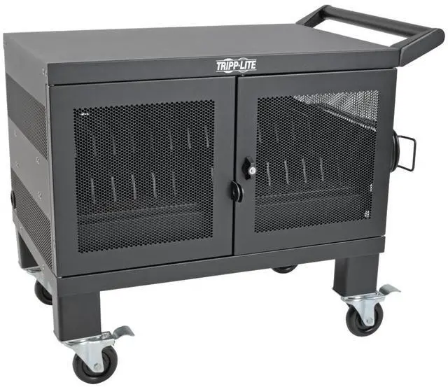 Main image of Tripp Lite CSHANDLEKIT2 Mobile Cart Conversion Kit with Handle Casters and Power Cord Manager for 16 Device AC and USB Charging Stations