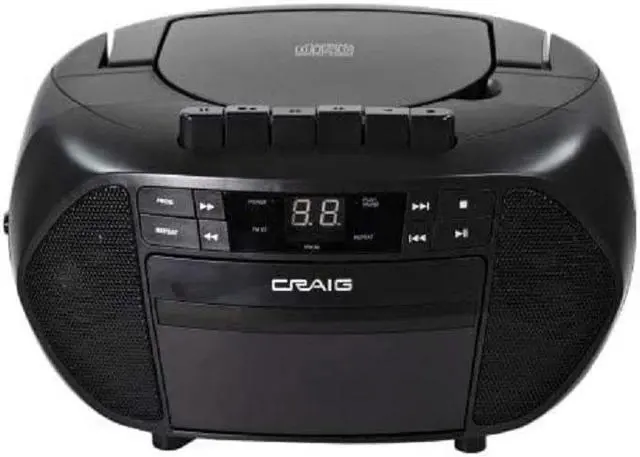 Alt view image 2 of 2 - craig electronics  bluetooth cd boombox with am/fm stereo radio and cassette player/recorder