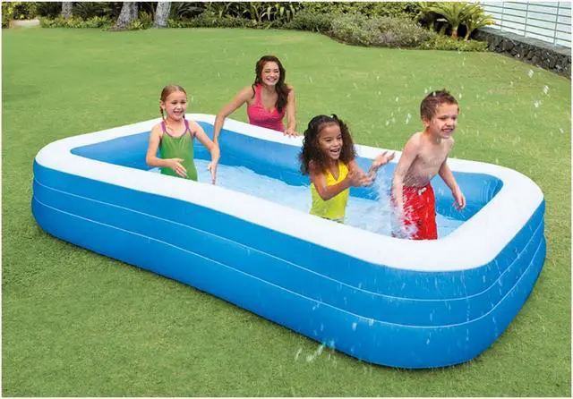 Alt view image 8 of 12 - Intex Swim Center Family Backyard Inflatable Kiddie Swimming Pool, Color Varies