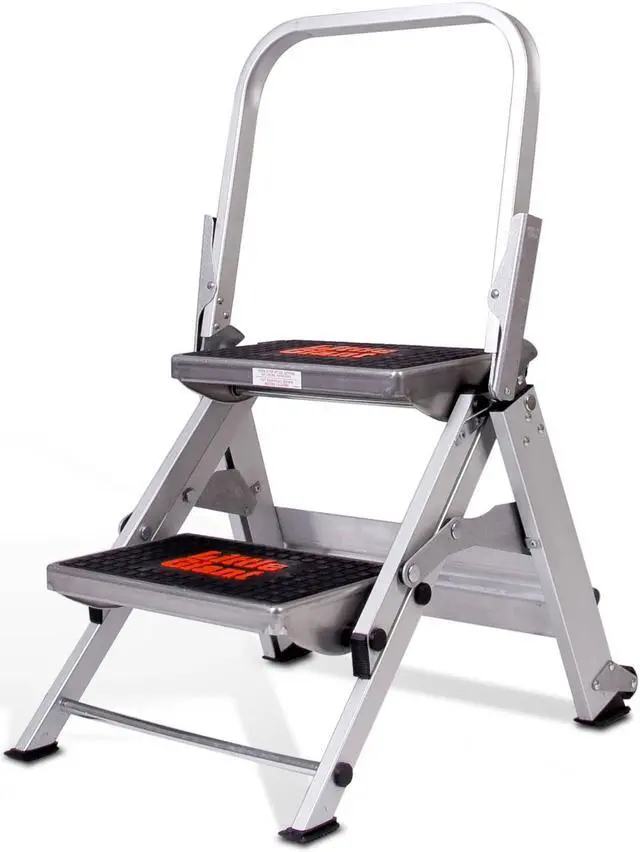 Alt view image 6 of 20 - 2 Steps, Aluminum Step Stool, 300 lb. Load Capacity, Gray LITTLE GIANT 10210BA