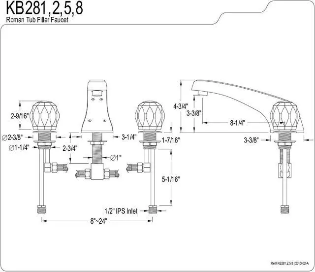 Alt view image 3 of 7 - Kingston Brass KB288 Roman Tub , Faucet, Satin Nickel
