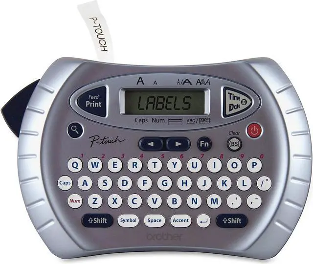 Alt view image 3 of 5 - Brother PT70BM Personal Handheld Direct Thermal Labeler, QWERTY Keyboard, 230 dpi, Manual Cutter, Silver/Blue