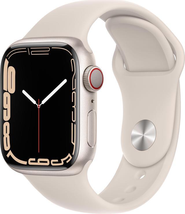 Alt view image 5 of 11 - Apple Watch Series 7 GPS + Cellular 45mm Starlight Aluminum Case with Starlight Sport Band - Regular