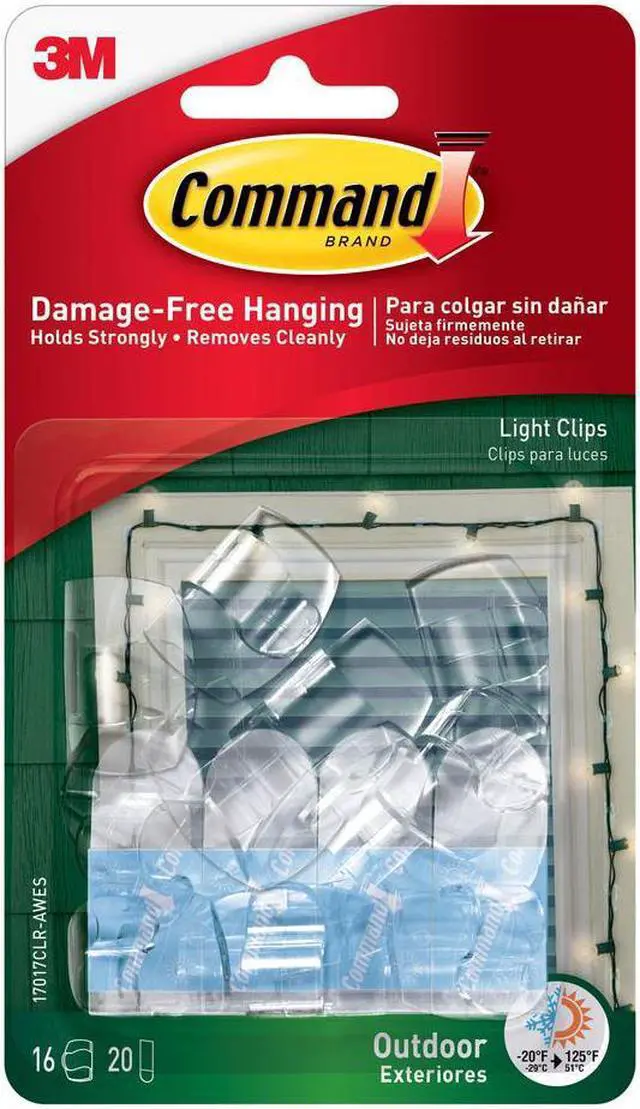 Alt view image 16 of 20 - Command Clear Outdoor Light Clips with Foam Strips (16-Pack) 17017CLR-AWES