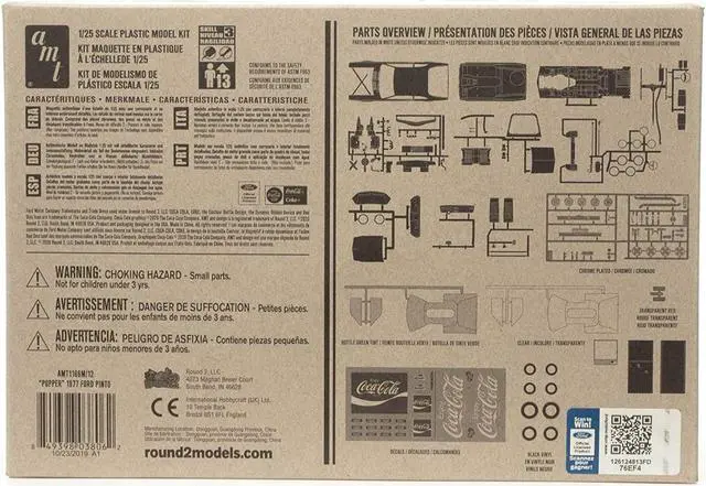Alt view image 2 of 7 - Skill 3 Model Kit 1977 Ford Pinto \Popper\ with Vending Machine \"Coca-Cola\" 2 in 1 Kit 1/25 Scale Model by AMT"""